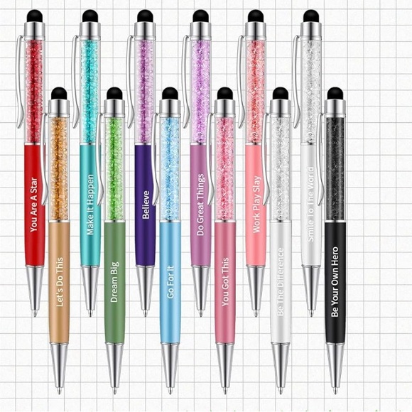 Inspirational Black Ink Glitter Pen 🖊️Stylus too.  Pick your one quote or color - Picture 4 of 5